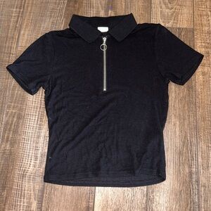 Black Polo Shirt with Zipper